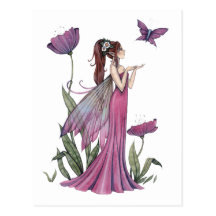 Poppies of Amethyst Fairy and Butterfly Postcard