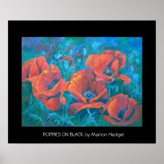Poppies on Black Poster print