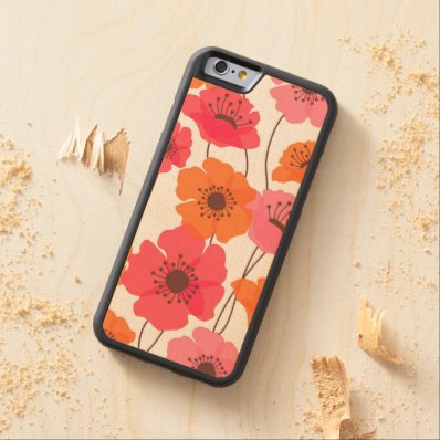 Poppies pattern carved® maple iPhone 6 bumper
