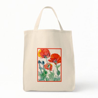 Poppies, Poppy Tote Bag by Whimzicals