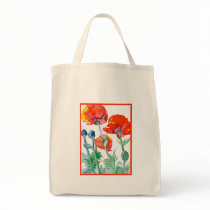 Poppies, Poppy Tote Bag by Whimzicals Poppies, Poppy Tote Bag