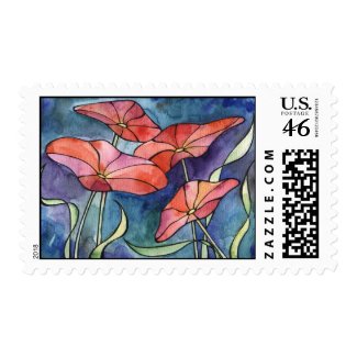 Poppies red flowers Postage stamp stamp