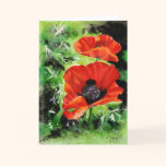 Poppies watercolor art greeting card cards
