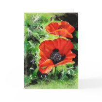 Poppies watercolor art greeting card