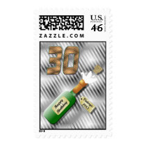Popping Champagne Bottle 30th Birthday stamp stamps