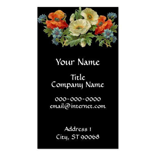 Poppy and Cornflowers Floral Art Business Cards (front side)