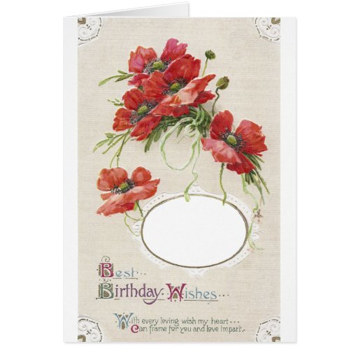 personalized poppy birthday greetings card