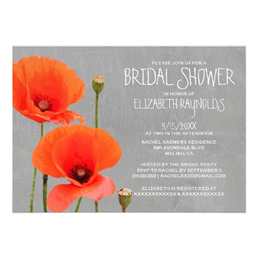 Poppy Bridal Shower Invitations