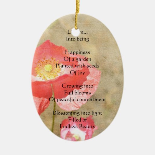 Poppy Expressions Happiness Poem Ornament