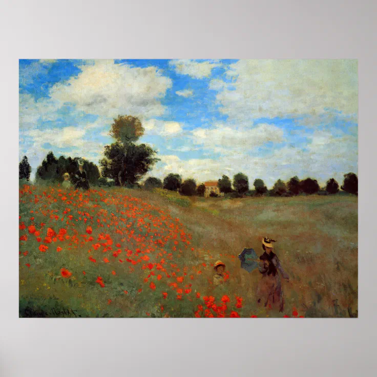 Poppy Field Near Argenteuil By Claude Monet Poster Zazzle