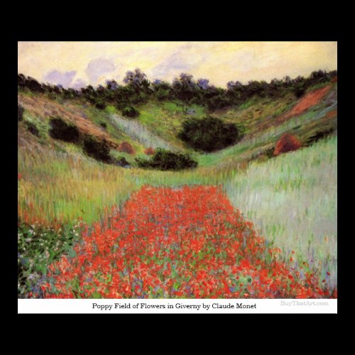 Poppy Field of Flowers in Giverny by Claude Monet Poster