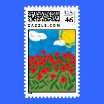 Poppy field stamp stamps
