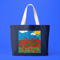 Poppy field tote bags