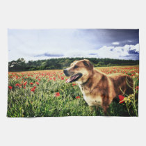 Poppy Fields Dog floral kitchen tea towel kitchen towels