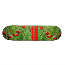 Poppy flowers custom skateboard