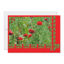 Poppy flowers personalized invite