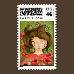 Poppy Girl Postage Stamp stamps