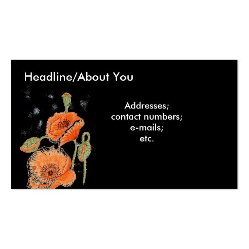 'Poppy Midnight' Profile Card Business Card Templates (back side)