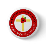 Poppy on cross - Badge Pinback Buttons