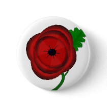 Poppy on white - badge buttons by Rbut_designs Poppy on white - badge buttons