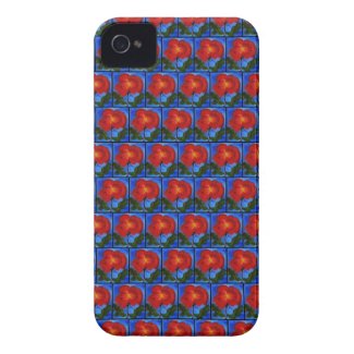 Poppy Painting. Blue and Red Floral Pattern. iPhone 4 Covers