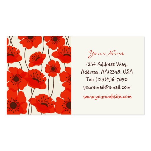 Poppy Pattern Business Card (back side)