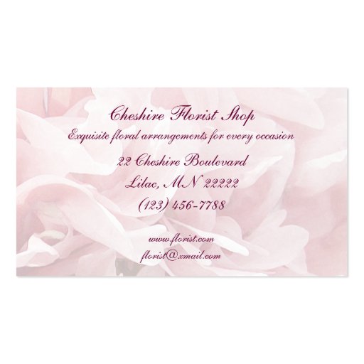 Poppy Petals Florist Business Card Template (back side)