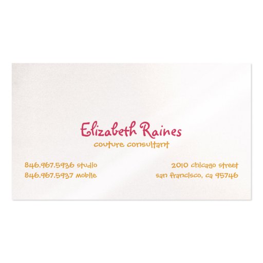 Poppy Pink Business Cards (back side)