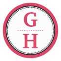 Poppy red 2 initial letter monogram gift tag seal sticker