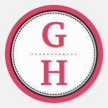 Poppy red 2 initial letter monogram gift tag seal sticker