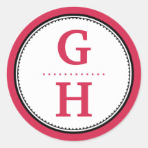 Poppy red 2 initial letter monogram gift tag seal sticker