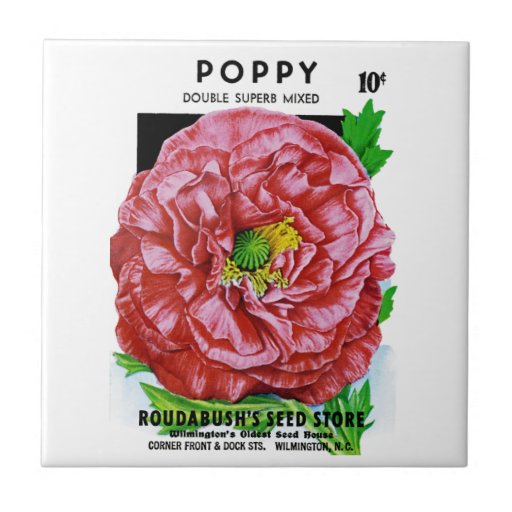 Poppy Vintage Seed Packet Tile
