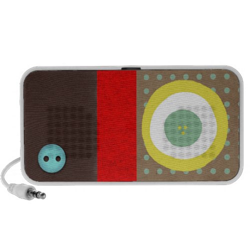 Poppy yellow polka dots button brown speaker doodle