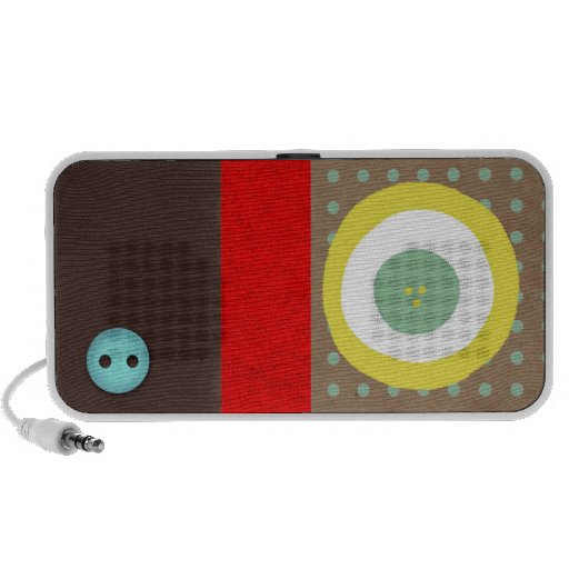 Poppy yellow polka dots button brown speaker