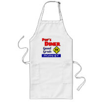 Pops Diner Retro Kitchen Slogan Apron by momsretro Pops Diner Retro Kitchen Slogan Apron