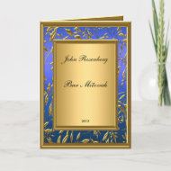 Popular Gold and Blue Bar Mitzvah Invitation Greeting Card