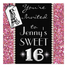POPULAR Paris SWEET 16 BLING Party Invitation
