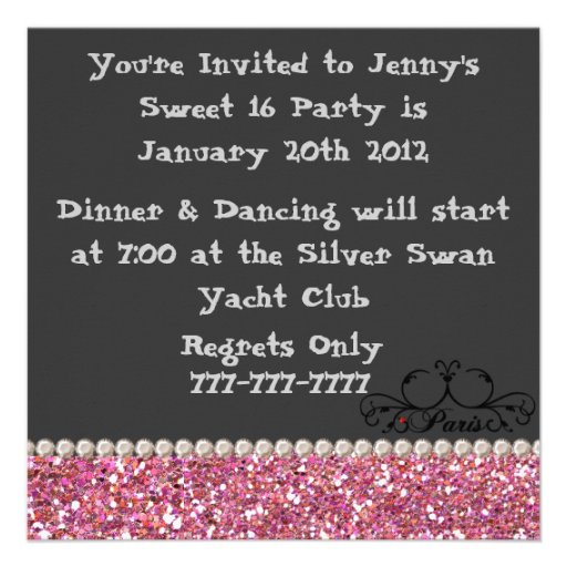 POPULAR Paris SWEET 16 BLING Party Invitation