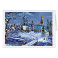 Popular vintage Christmas snowy world Greeting Card