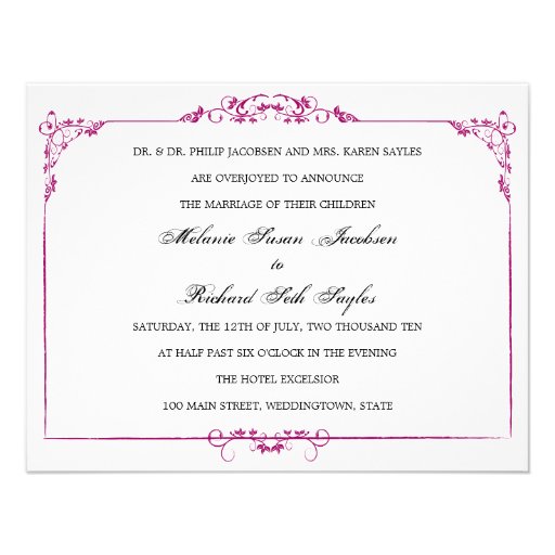 Porcelain Frame Fuchsia Personalized Announcement