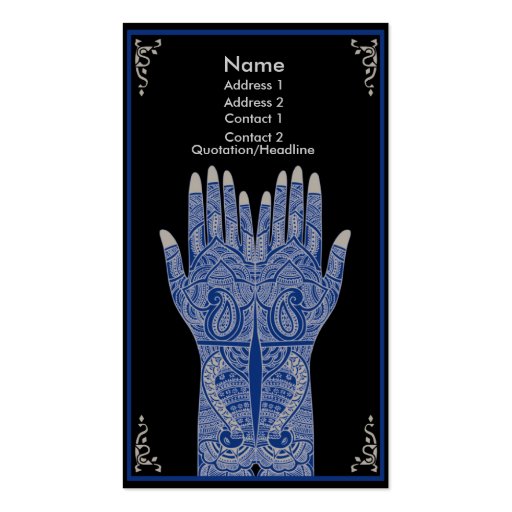 Porcelain Henna Hands Business Cards (front side)