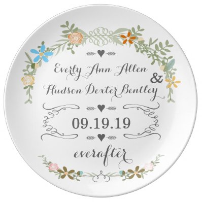 Porcelain Wedding Date Anniversary Plate