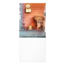 Porch With Brass Watering Can Rack Card Design