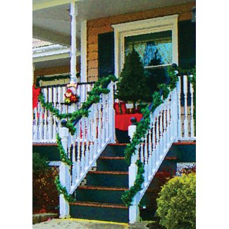 Porch with Christmas Tree card