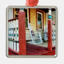 Porch With Red, White and Blue Railing Ornament