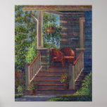 Porch with Red Wicker Chairs Print