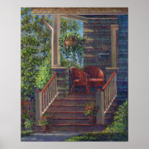 Porch with Red Wicker Chairs Print