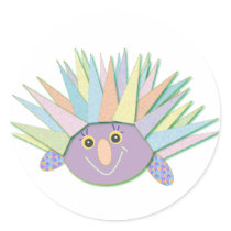 Porcupine: happy happy round sticker