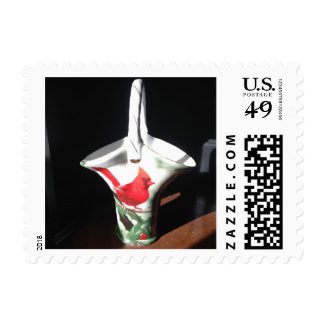 Porecalin Christmas Cardinal Bird Basket Postage Stamp