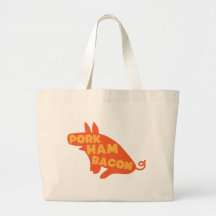 pork ham bacon tote bags